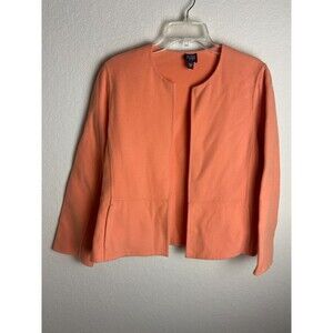 Eileen Fisher Petite Womens Blazer Orange Size PL Solid Long Sleeve Open Front